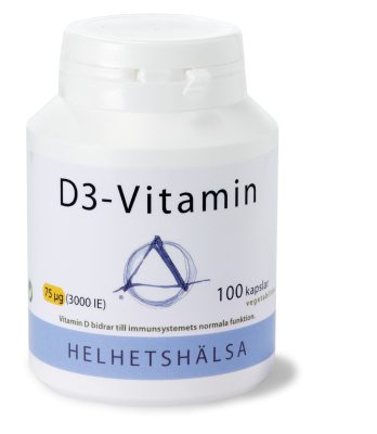 Helhetshälsa D3-vitamin 75 mcg 3000IE, 100 kapslar i gruppen Hälsokost / Vitaminer & Mineraler / Vitaminer hos Masesgården AB (1103)