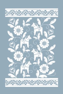 Lena Wikman Design Handduk "Dalakök" dusty blue/vit