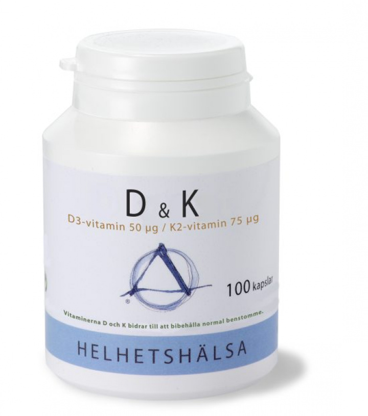 Helhetshälsa D3- och K2-vitamin 100 kapslar i gruppen Hälsokost / Vitaminer & Mineraler / Vitaminer hos Masesgården AB (1274)