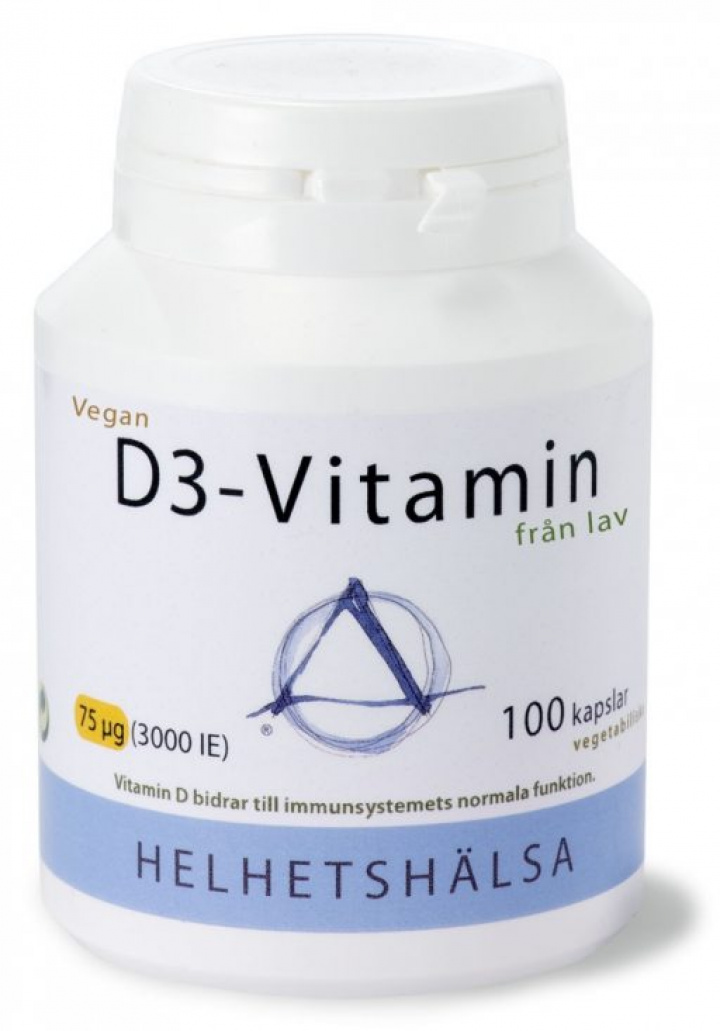 Helhetshälsa D3-vitamin från lav 100 kapslar i gruppen Hälsokost / Vitaminer & Mineraler / Vitaminer hos Masesgården AB (1998)