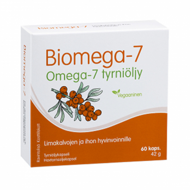 Biomega 7 Havtornsolja, 60 kapslar i gruppen Hälsokost / Kosttillskott / För Kvinnan hos Masesgården AB (20017)