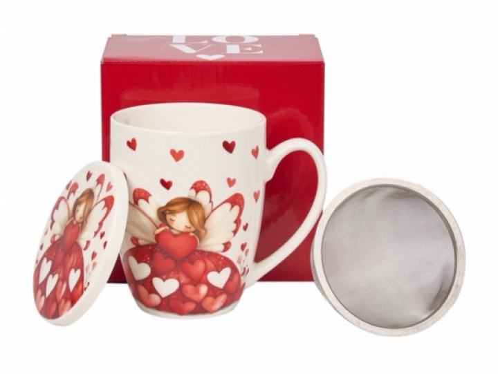 Mugg med tesil, Ängel med hjärta i gruppen Hem & Hushåll / Övrigt hos Masesgården AB (22059)